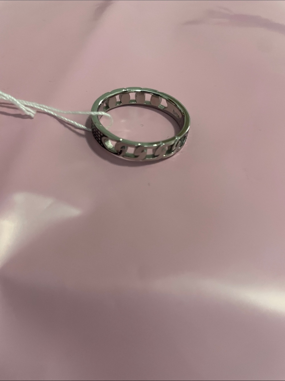 Men's Open-Link Stainless Silver Band Ring